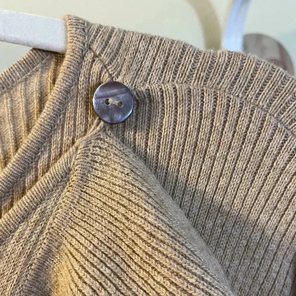 Project Women's Sweater Cardigan Convertible Ruffle Tan Cashmere Blend Sz M - Picture 7 of 9